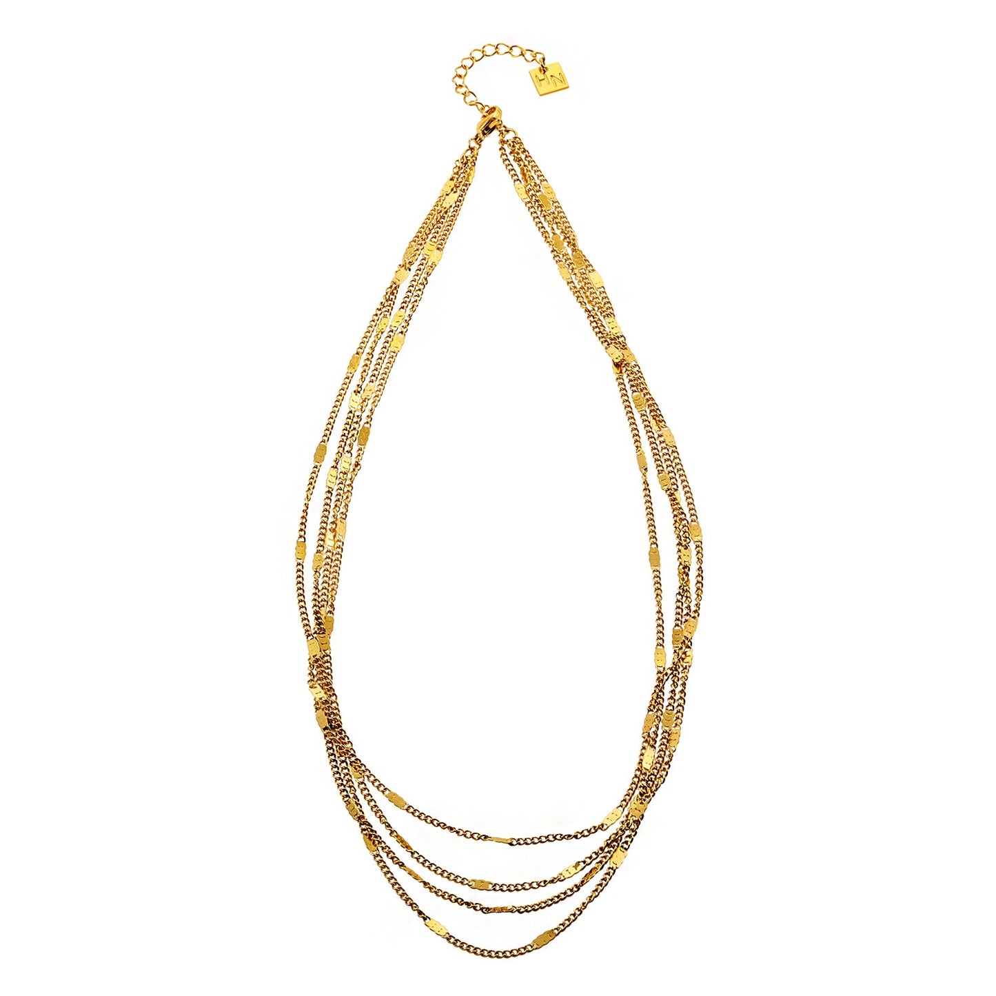 MORIA: Layered Luxe 4-Strand Chain Necklace