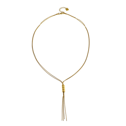 TELMA: Lariat Style Multi Stranded Necklace.