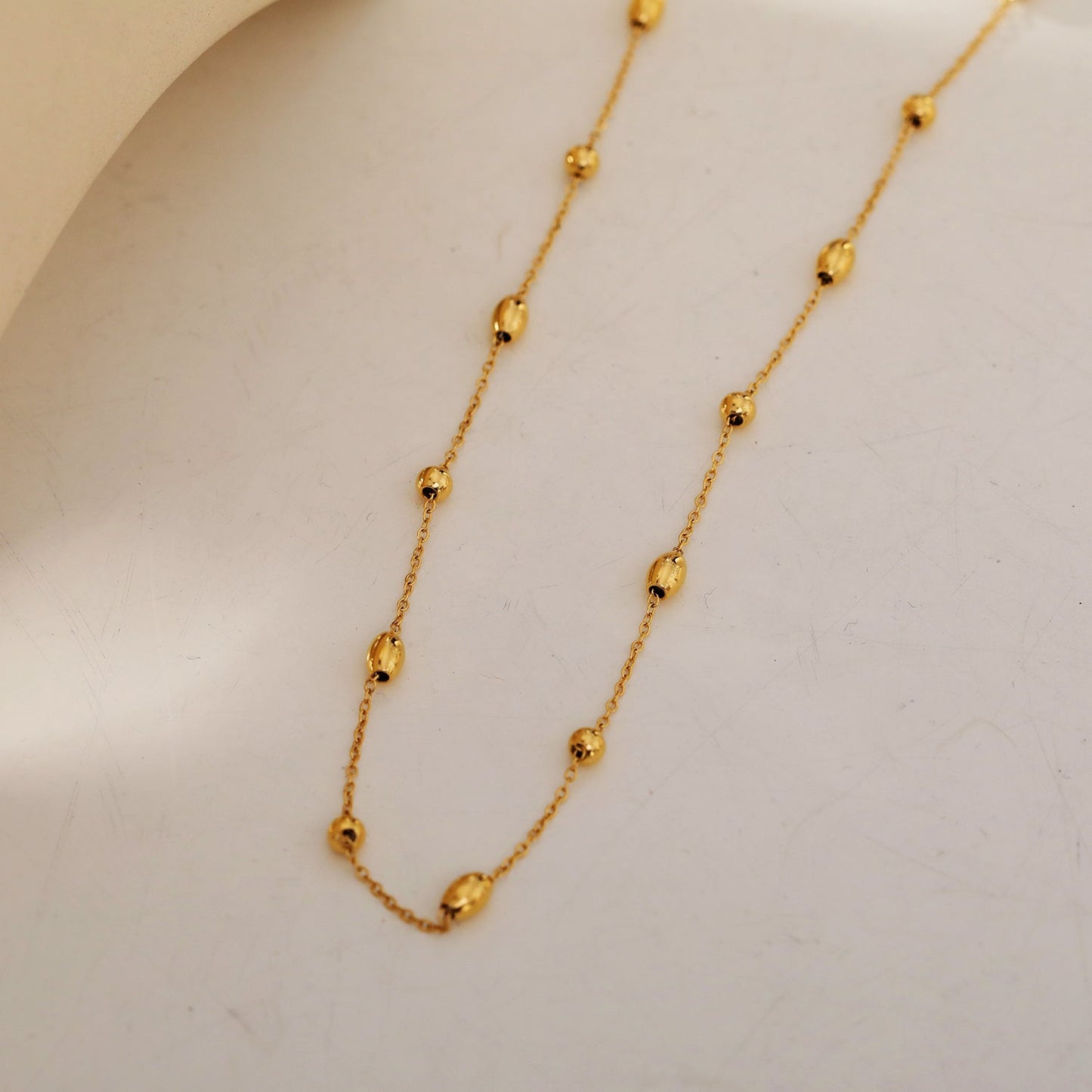 VIGO: Effortless & Essential Oval & Ball Beaded Gold Chain Necklace