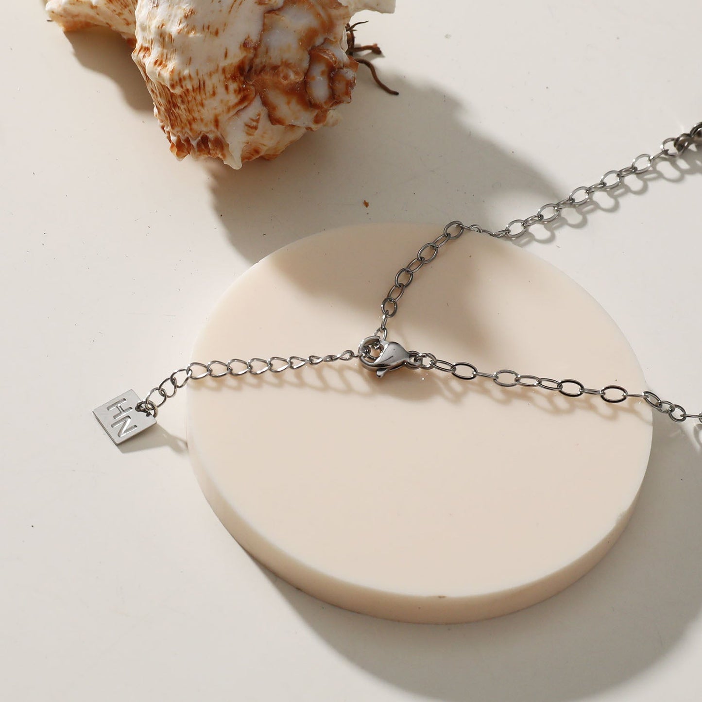 LORENA Black & Silver Beaded Paperclip Chain Necklace