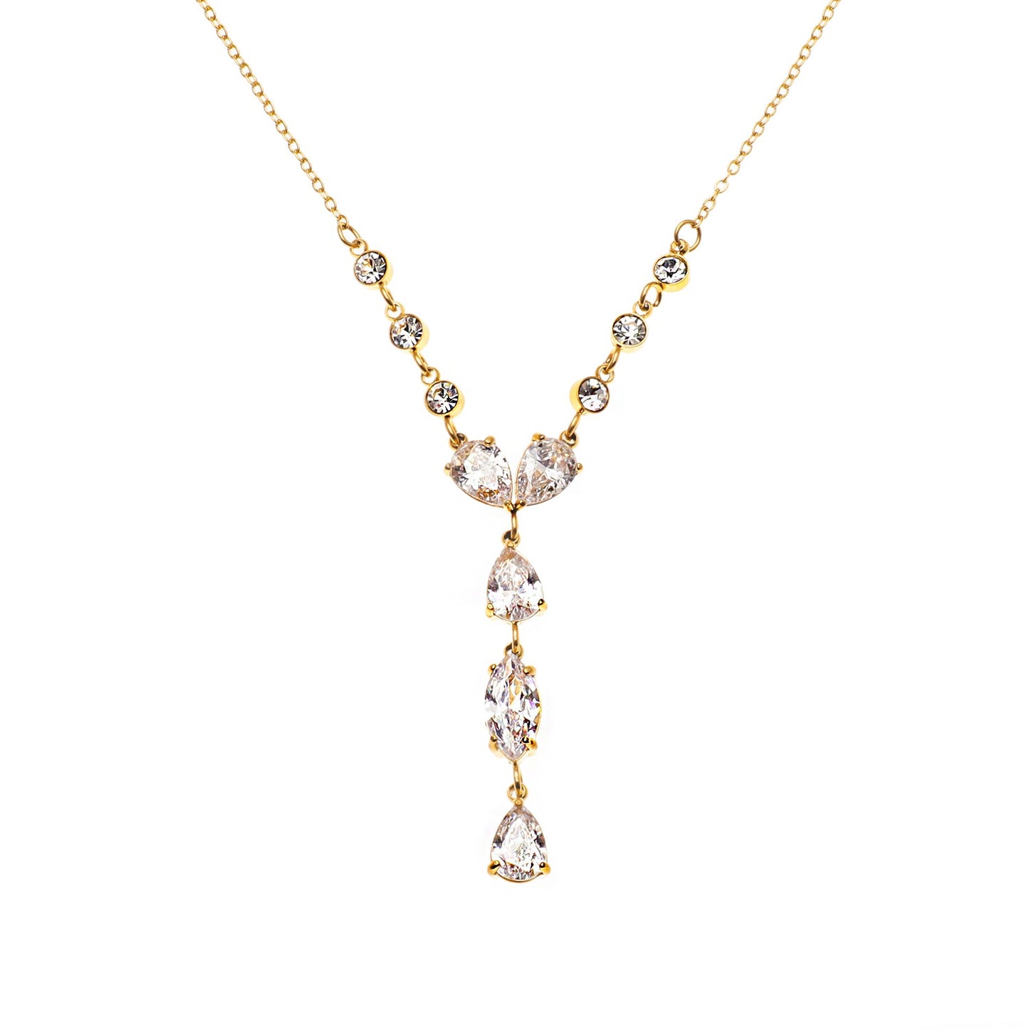 Style BUCKIE:  Multi Pendant Zirconia Chain Necklace