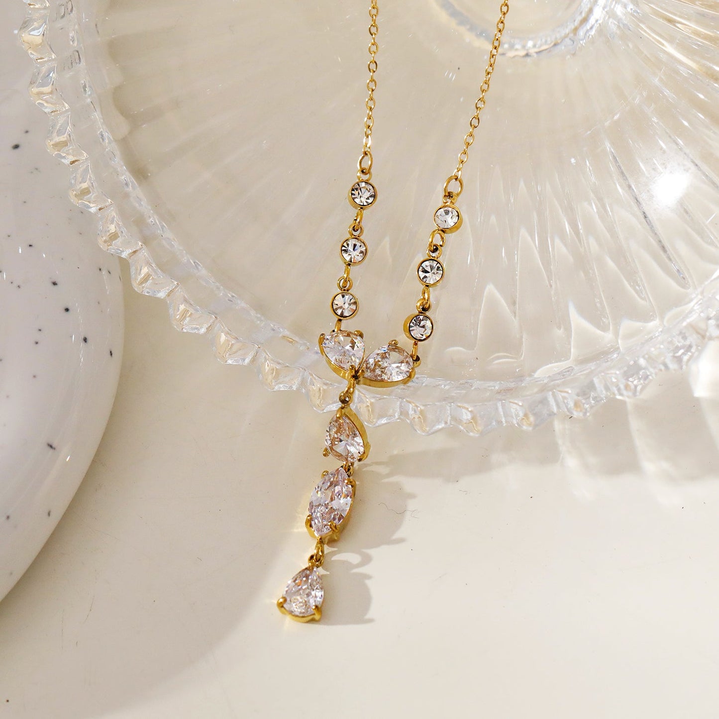 Style BUCKIE:  Multi Pendant Zirconia Chain Necklace