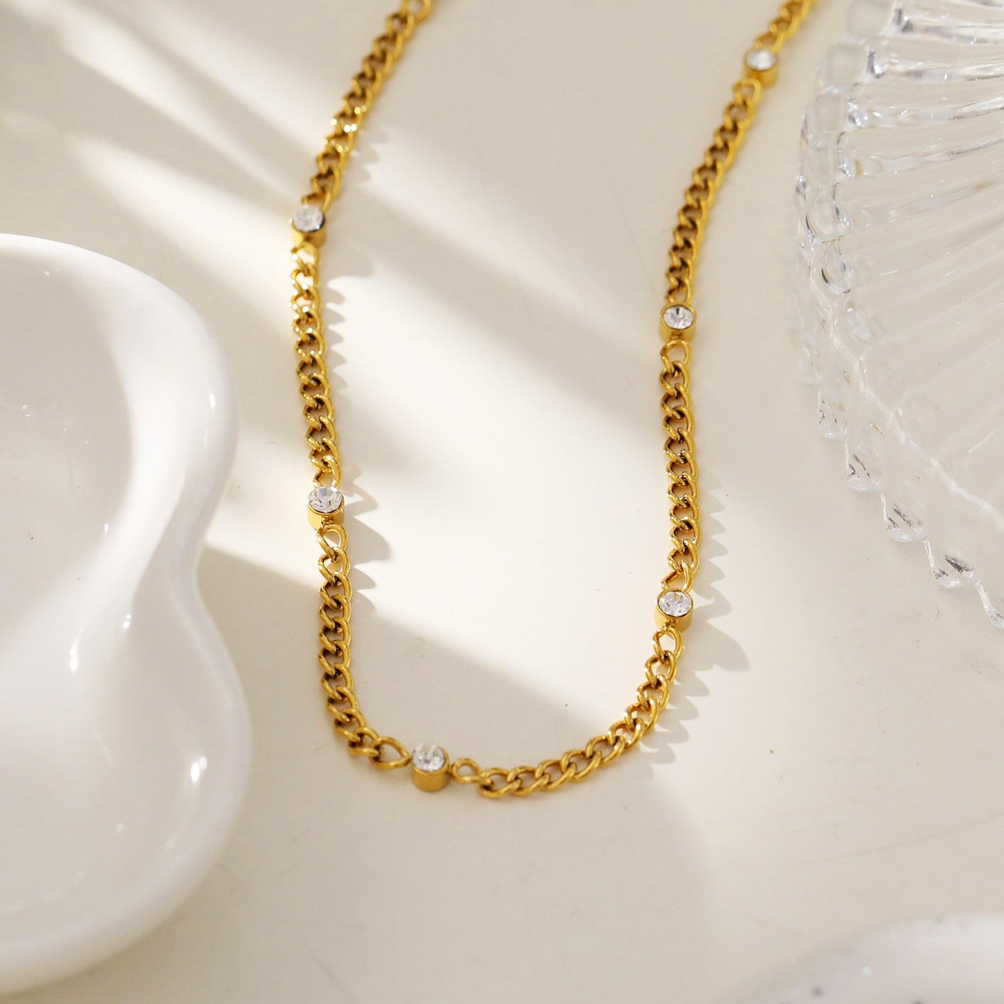 Style PENIQUIK: Zirconia Beaded Chain Necklace