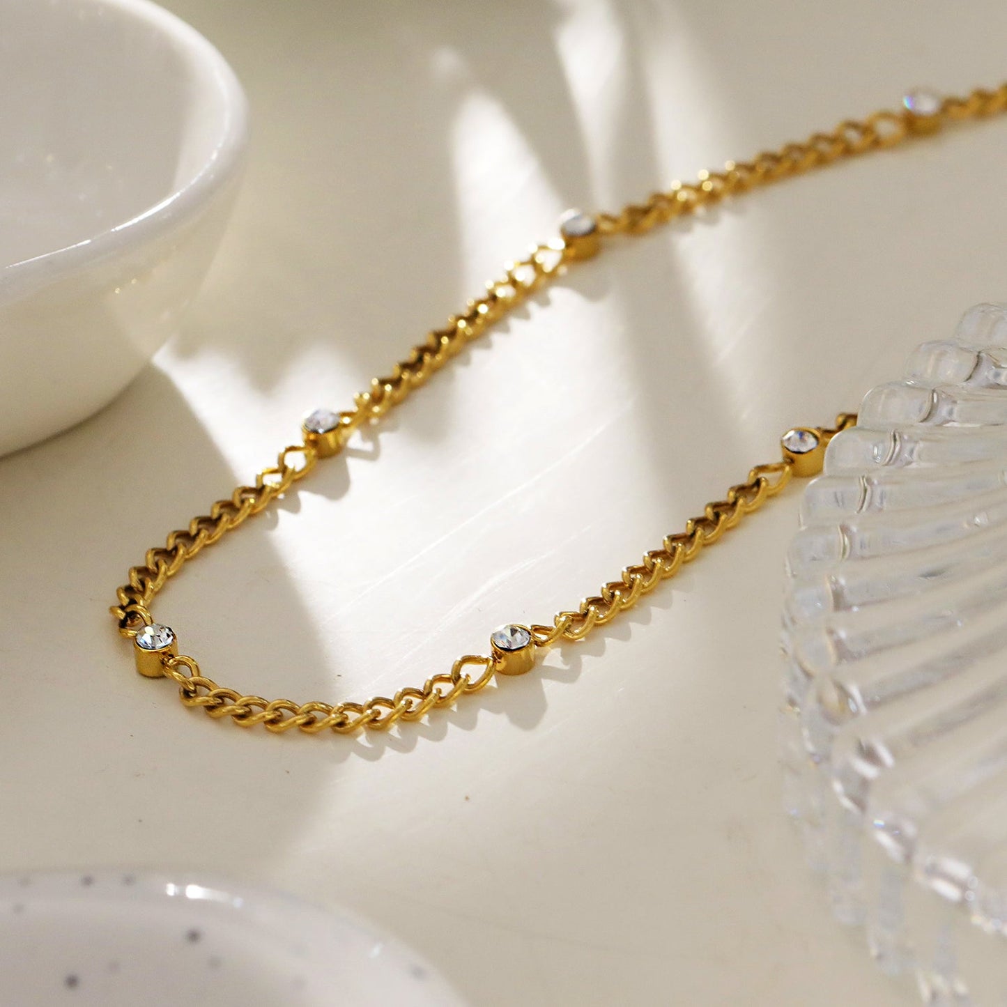 Style PENIQUIK: Zirconia Beaded Chain Necklace