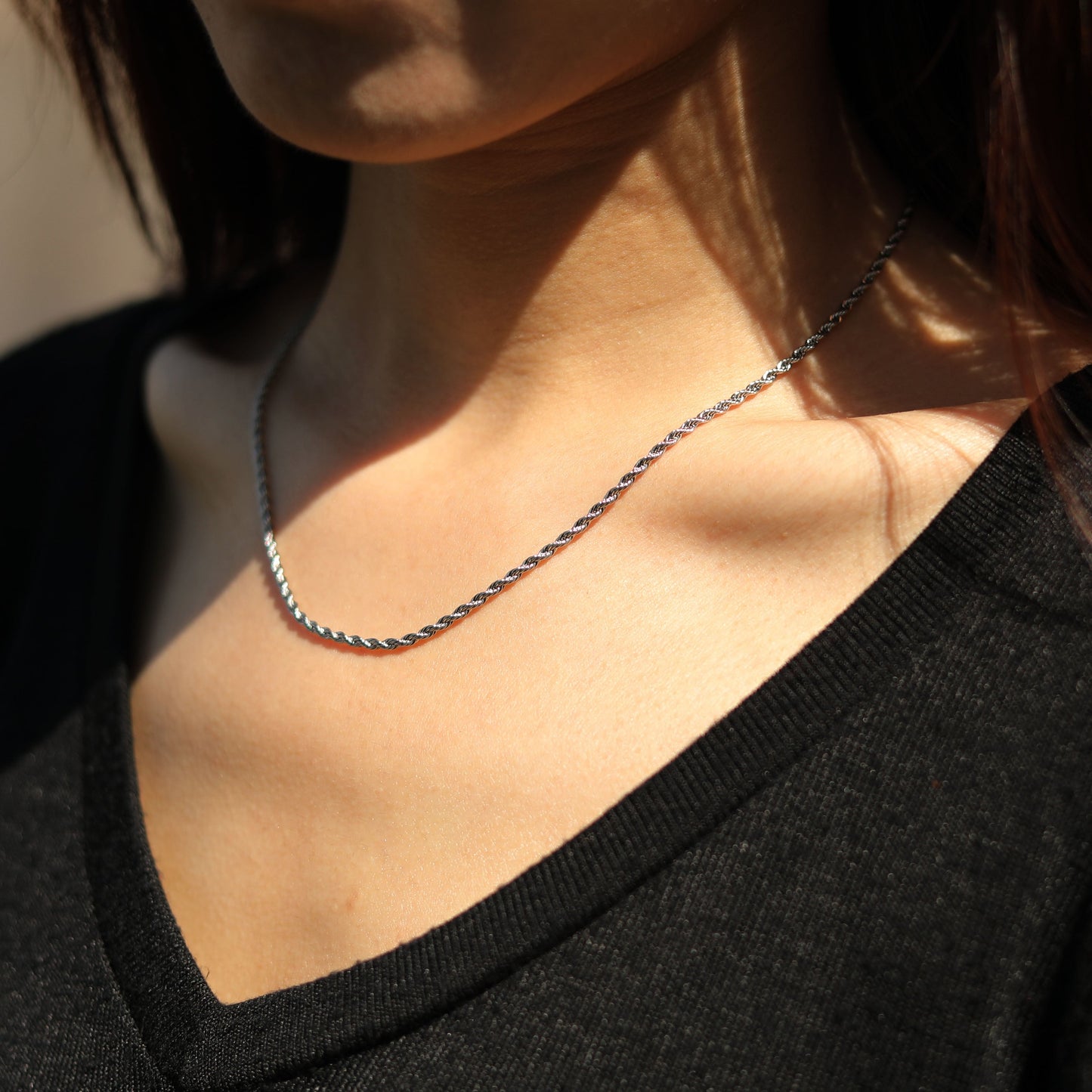 KIRA: Rope Chain Silver Necklace 20 Inches
