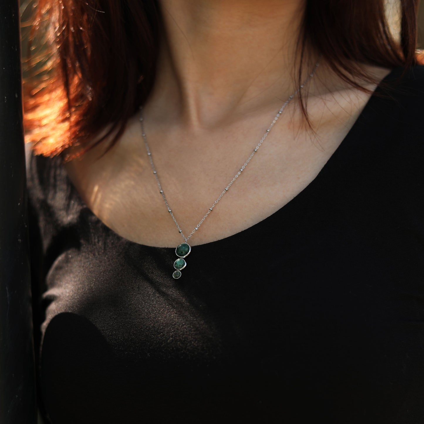 INDY: 3-Stone Pendant Silver Necklace