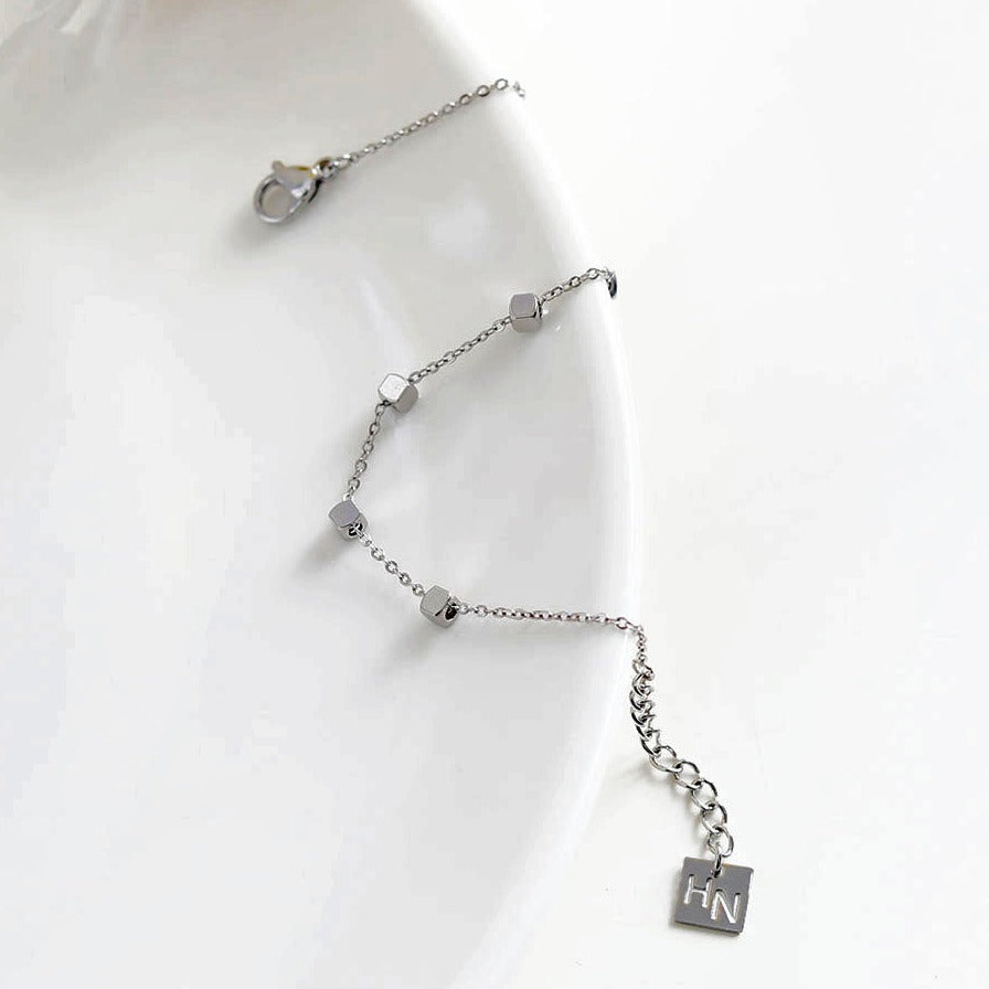 DARBY: Square Bead Silver Bracelet