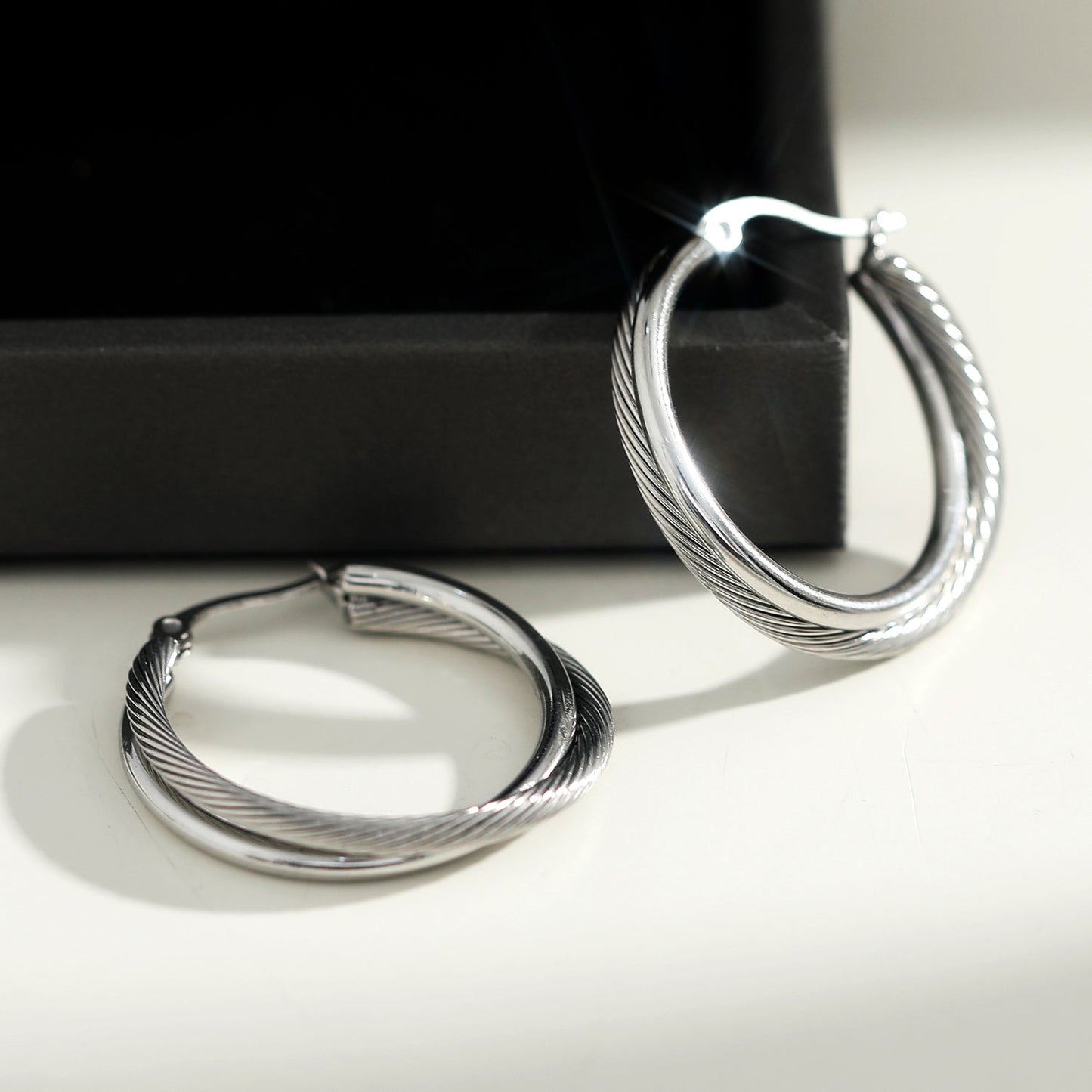 Style SAJAN: Double Hoop Silver Earrings