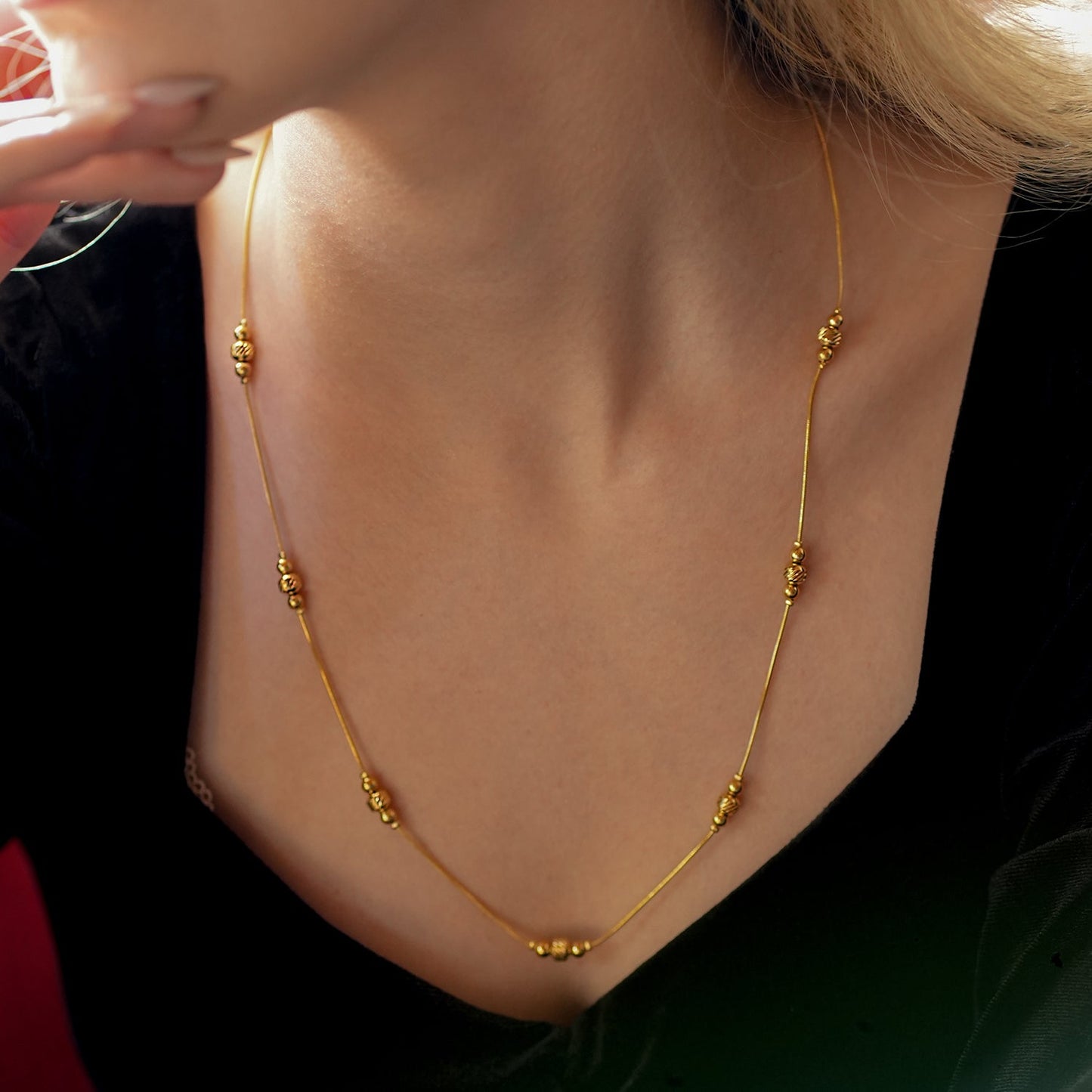 PAULINA Delicate Beaded Chain Necklace