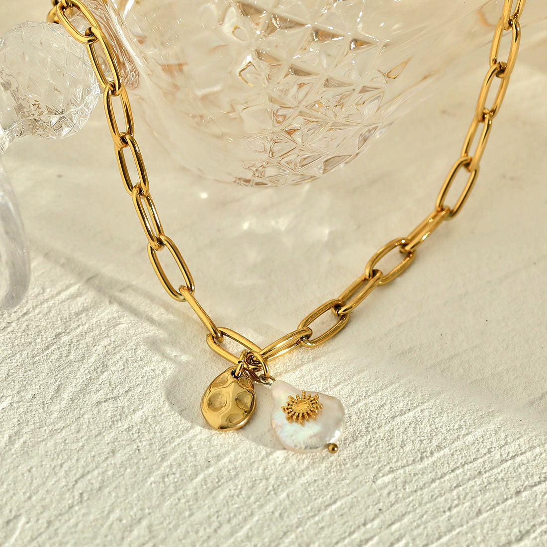 RYANN Linked Chain Necklace with a Duo of Mini Pendants.