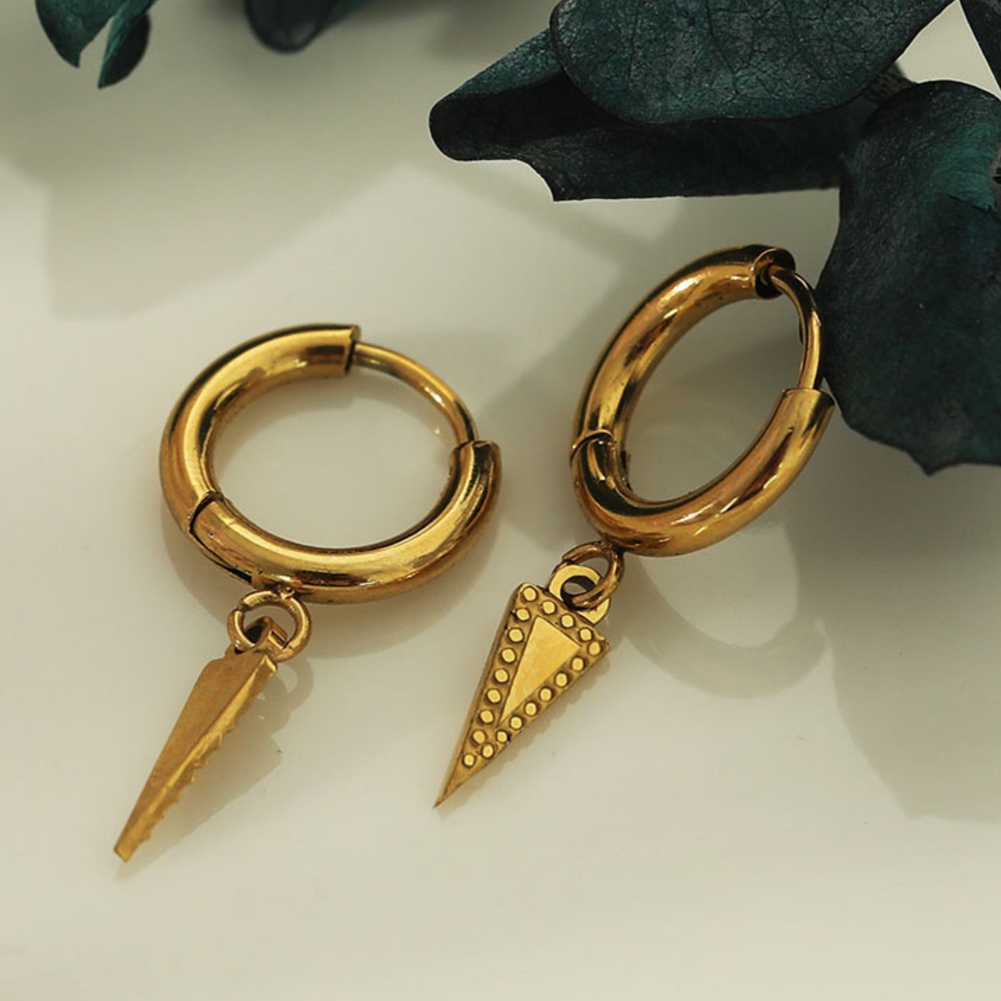 RYLEE Gold: Vintage Inspired Hoop Earrings with a Triangle Charm