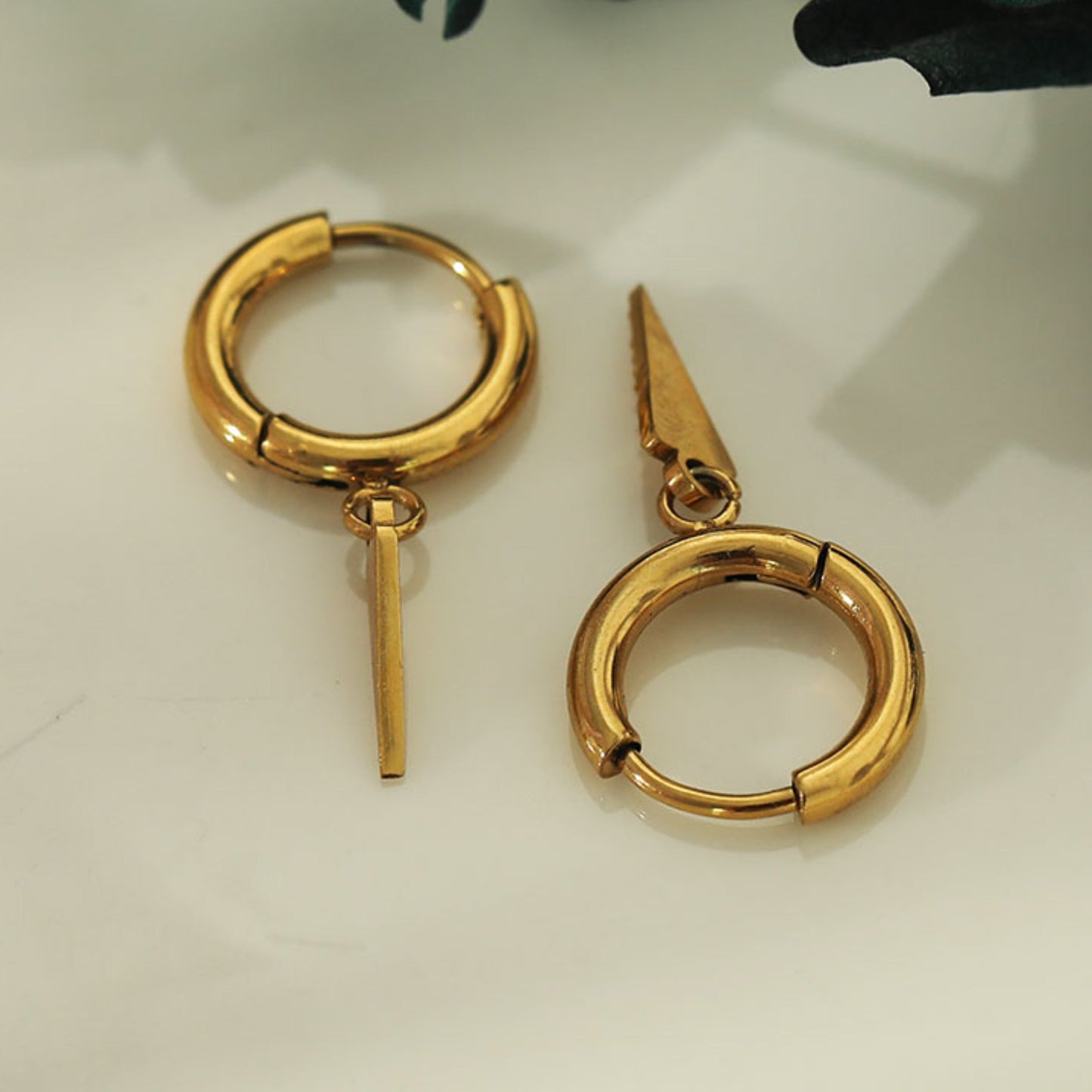 RYLEE Gold: Vintage Inspired Hoop Earrings with a Triangle Charm