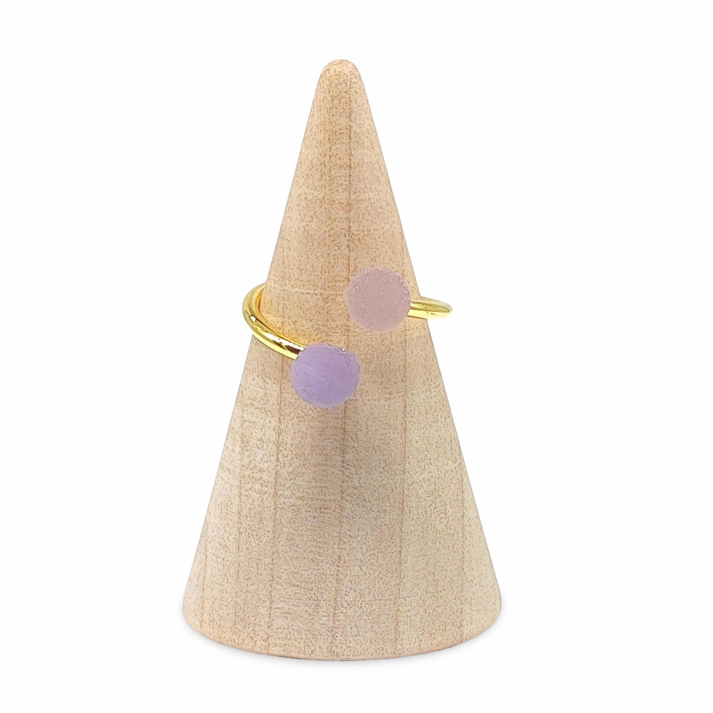 Ring -Adjustable -Open Ring -Golden -Round Agate