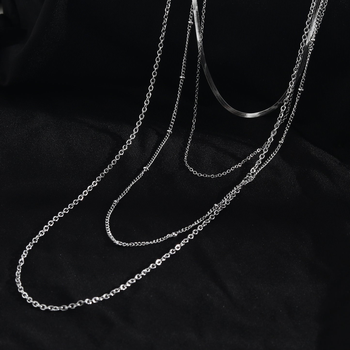 SABRINA Four-Layer Multi Chain Necklace in Silver