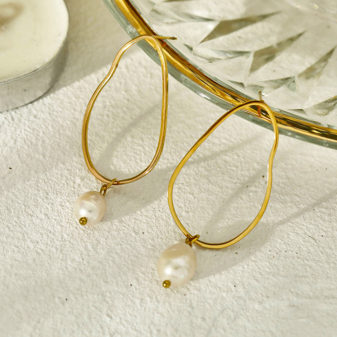 SADIE: Irregular Shaped Natural Freshwater Pearl Earrings