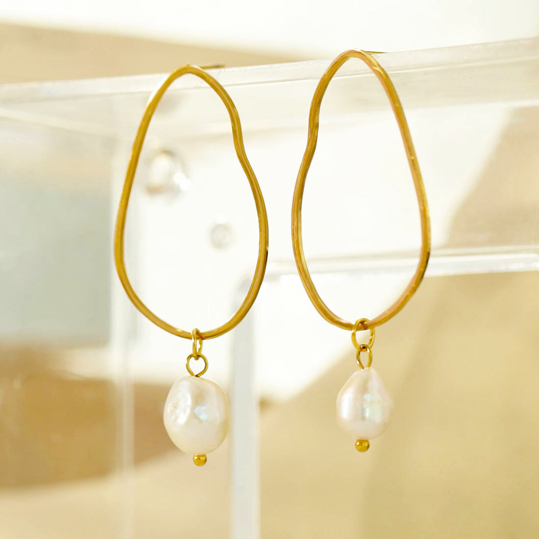 SADIE: Irregular Shaped Natural Freshwater Pearl Earrings
