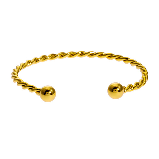 SAFIYA: Twisted Elegance - Adjustable Rope Bracelet with Ball Bead Accents