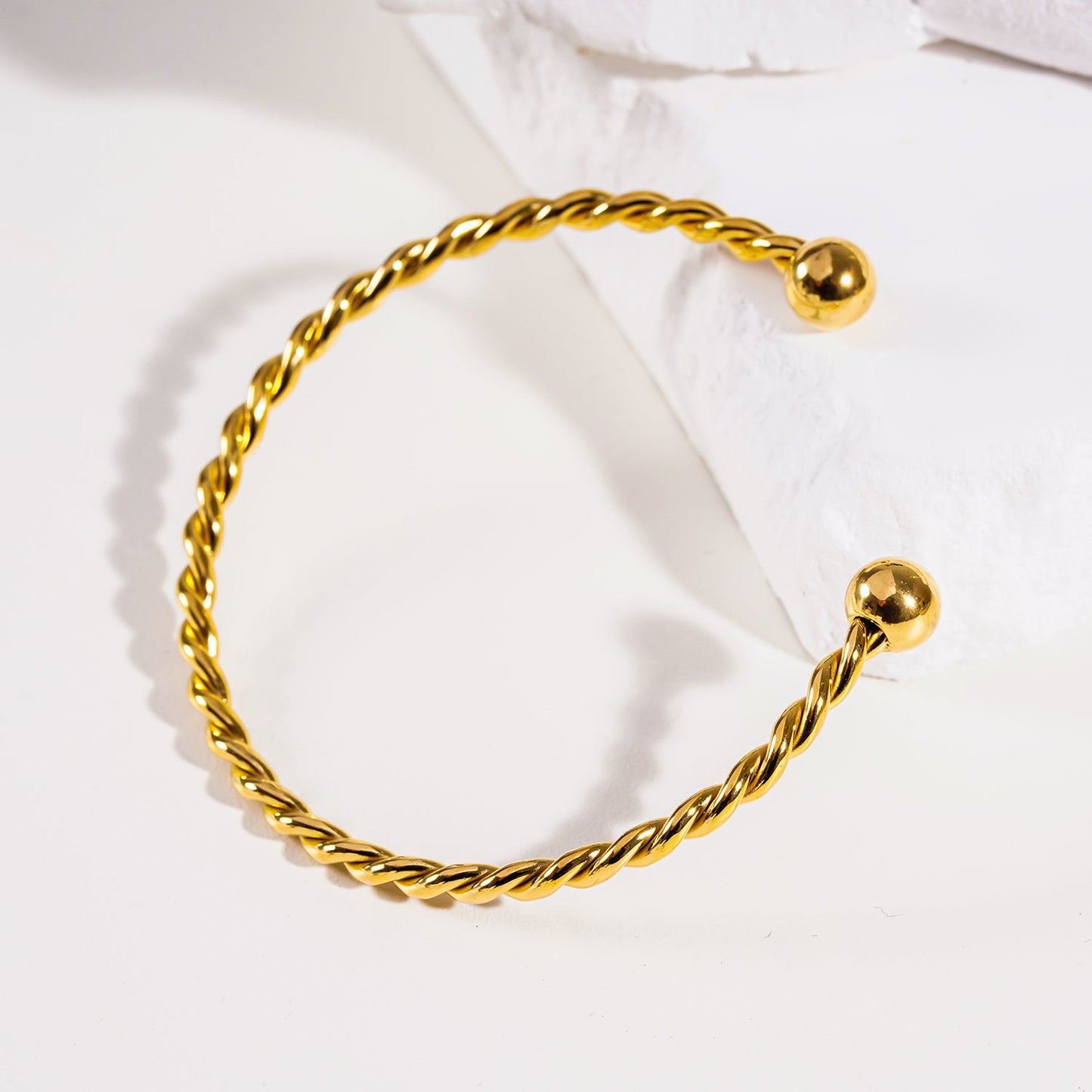 SAFIYA: Twisted Elegance - Adjustable Rope Bracelet with Ball Bead Accents