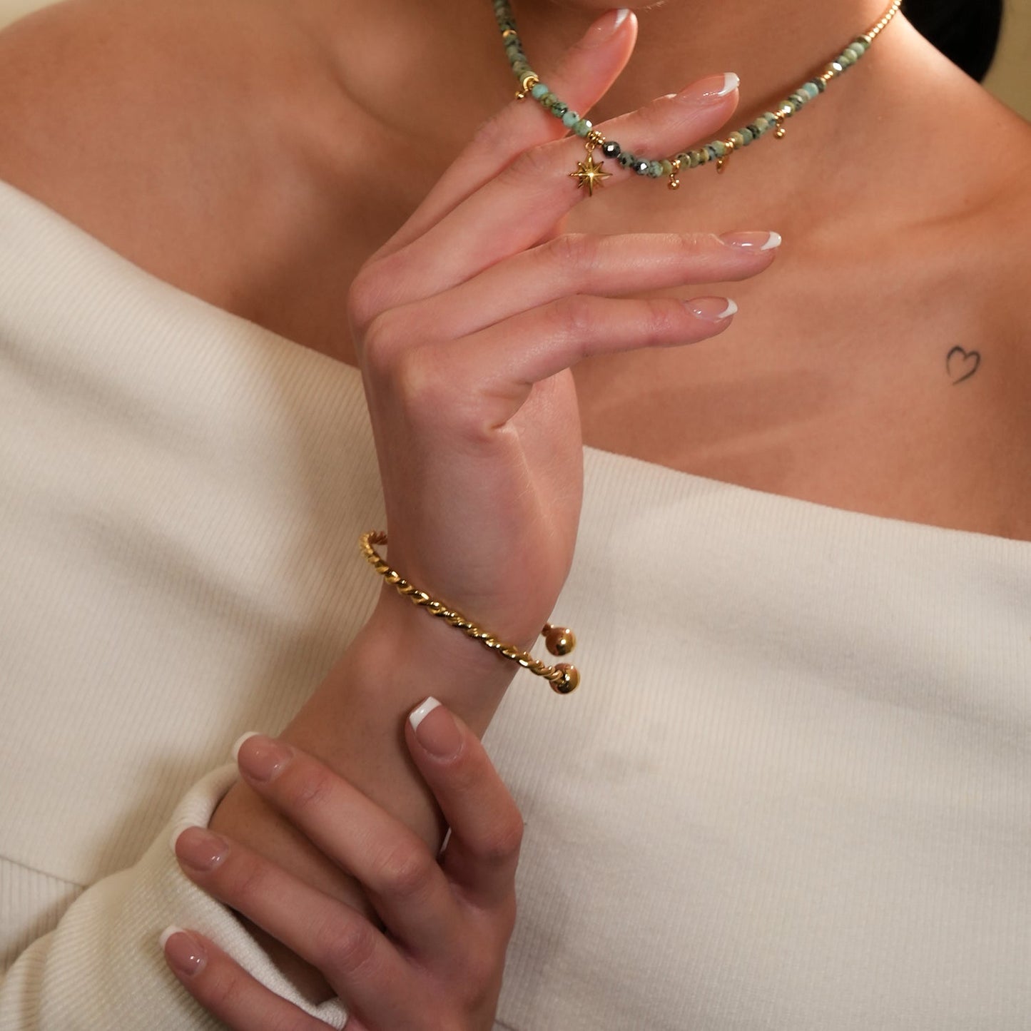 SAFIYA: Twisted Elegance - Adjustable Rope Bracelet with Ball Bead Accents