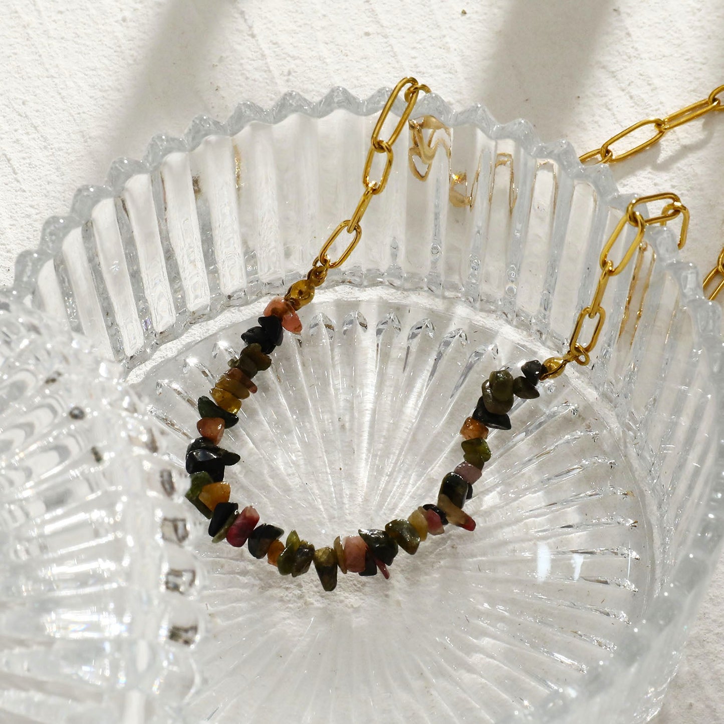 SALINAS Paper-Clip Linked Chain & TOURMALINE Gemstones Combination Necklace