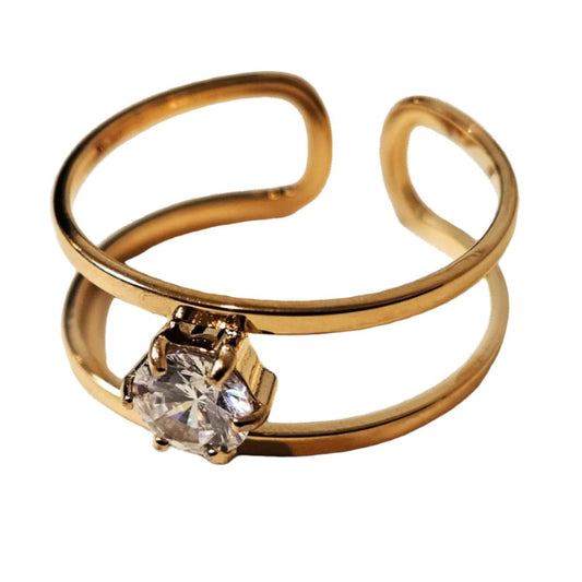 SINTA: Minimalist Double Banded Ring Solitaire Zirconia Centre Piece