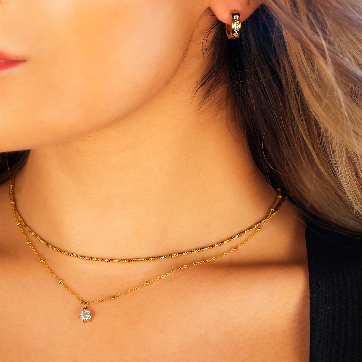 SKAGWAY: Minimalist Twisted Textures Chain Necklace in Gold