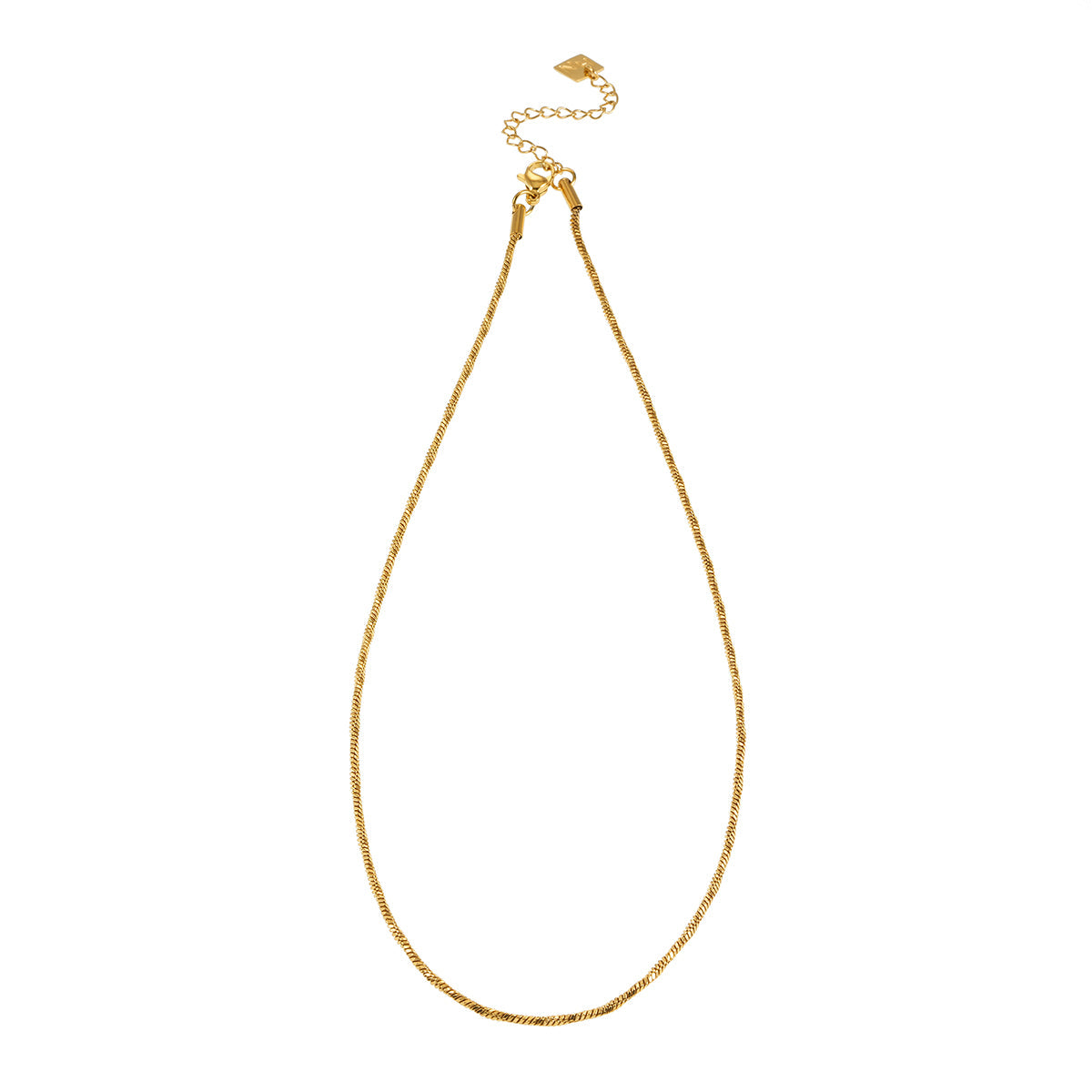 SKAGWAY: Minimalist Twisted Textures Chain Necklace in Gold