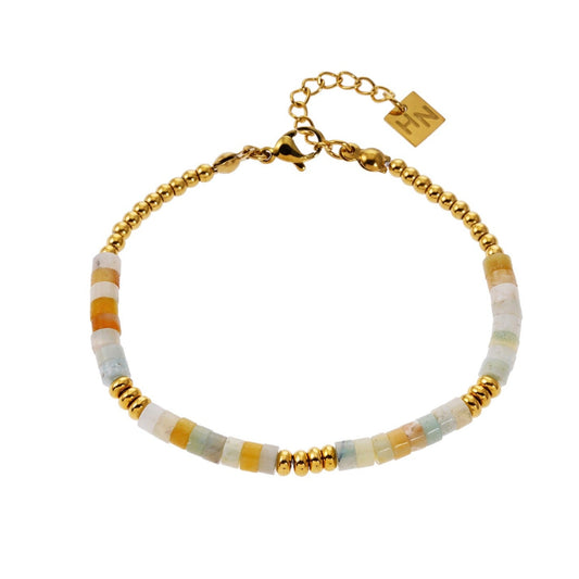 RUBINA: Amazonite Stones & Gold Beaded Bracelet
