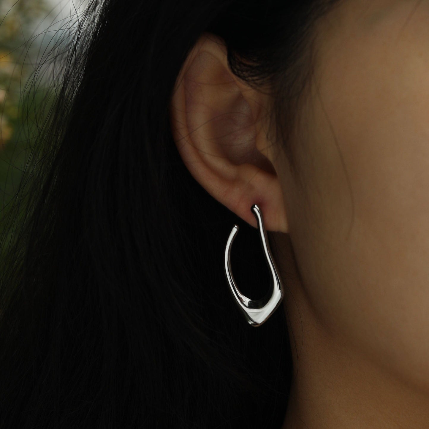 TARAJI Abstract Shaped Hoop Earrings in Silver