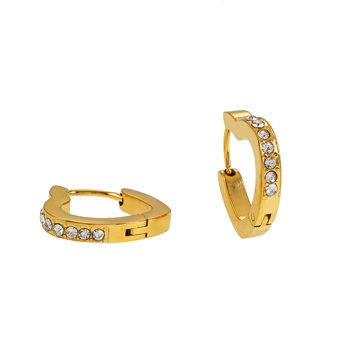 Style TENDER Gold: Heart Shaped Pavé Zirconia Embedded Mini Hoops
