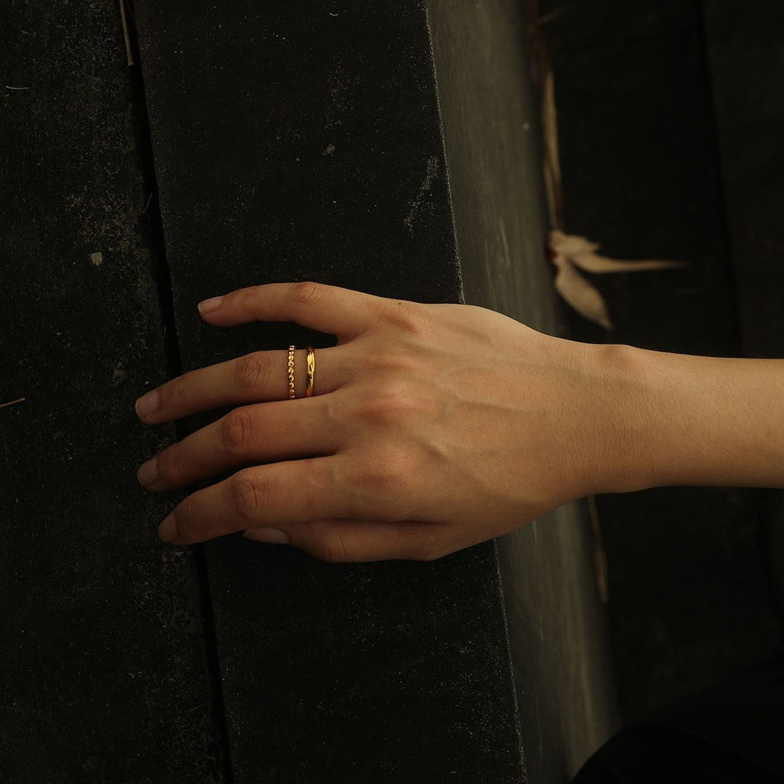 TIFFANY Double Stacked Beaded Gold Ring