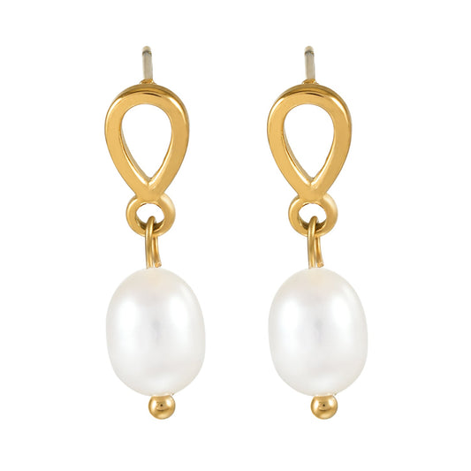 VARKONY Gold: Elegant Small Teardrop Earrings with Lustrous Freshwater Pearls