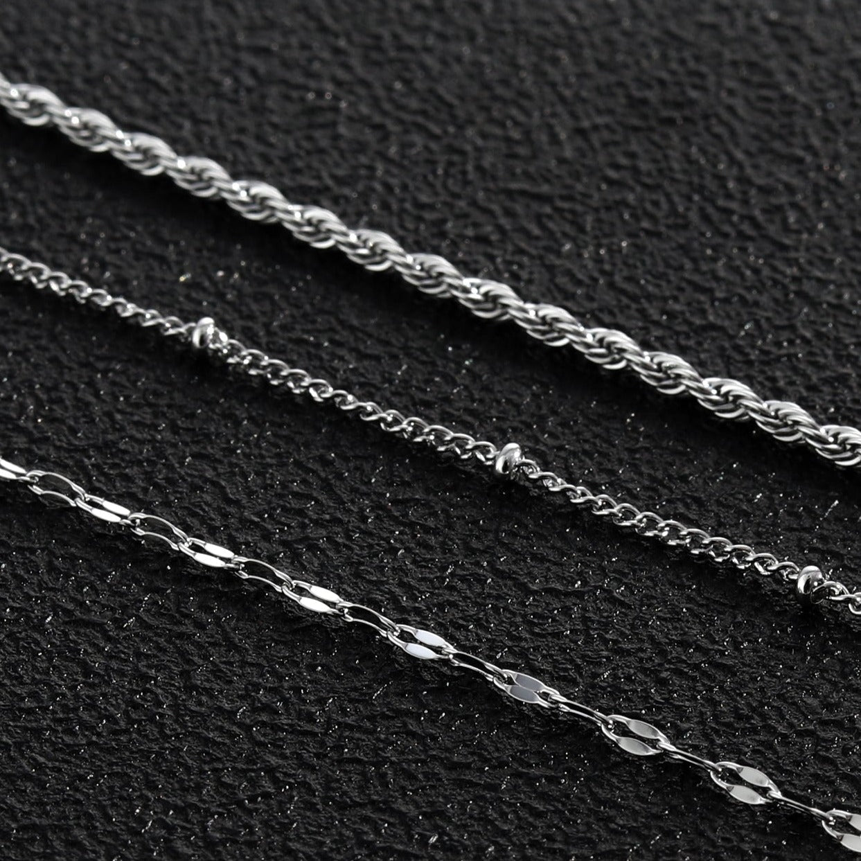 ZURI Triple Layer Mixed-Chain Necklace in Silver