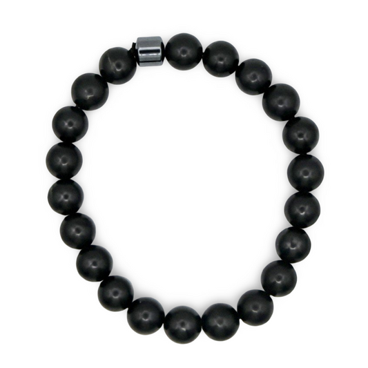 Bracelet - AAA Shungite Beads with One AAA Hematite Bead - XL - 10mm